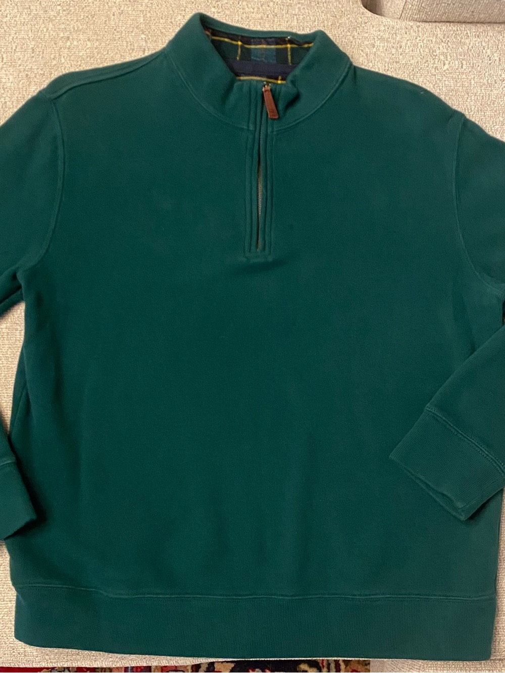 Lands' End Men's Dark Green Quarter-Zip Sweater
